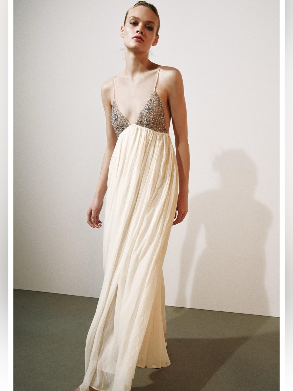 Zara ZW COLLECTION BEADED MIDI DRESS